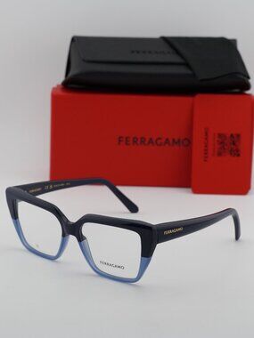 Salvatore Ferragamo SF2971 414 Cat Eye Eyeglasses 53mm – Blue